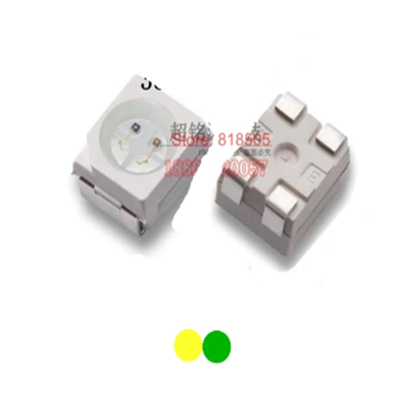 10PCS 3528 Yellow+ Green BICOLOR LED SMD LEDs Light beads (Same polarity)
