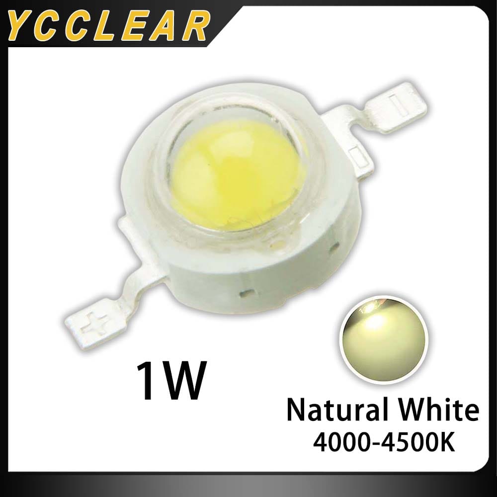 LED Light Beads 1W Natural White 4000-5500K 3-3.4V 300-350mA LED Chips For DIY Flashlight Downlight Floodlight Desk Lamp