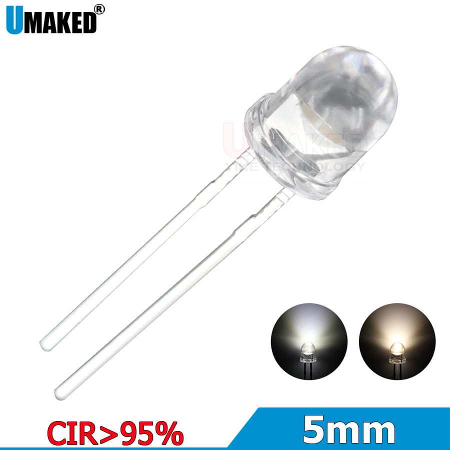 1000PCS 5mm CIR 95 Foggy LED round lamps diodes chip 3.2-3.4v 20mA light beads F5 led Emitting diodes 2800/6500K Lighting