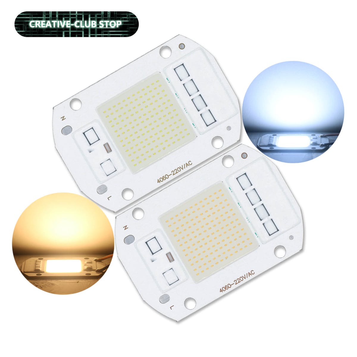CSP 50W LED COB Chip AC 220V 240V Smart IC No Need Driver Ra70 5000LM DIY Flood light Led Bulb Spotlight Outdoor Chip Lamp Beads