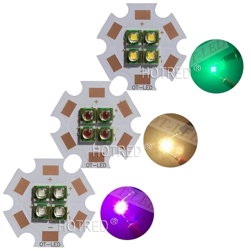 10PCS 10W 6V 12V 10W LED XPE XP-E 4 Chips Beads Chip Car Light instead of XLM Red Green Blue Yellow Beads with 20MM Cooper PCB