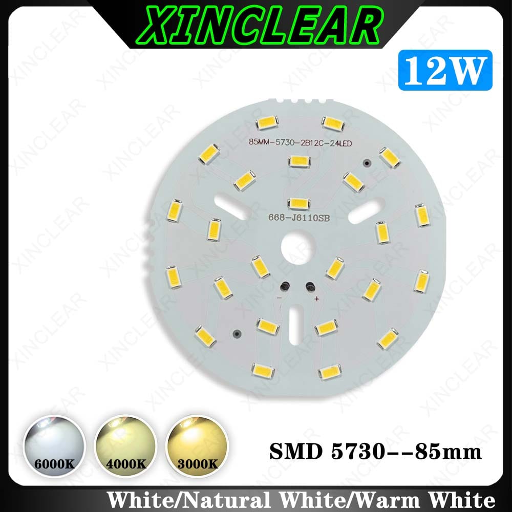 10pcs LED Light Board 12Watt Warm Natural White 36-39V SMD 5730 85mm PCB Lamp Bead Plate+2Pin Line For DIY Spotlights Downlights