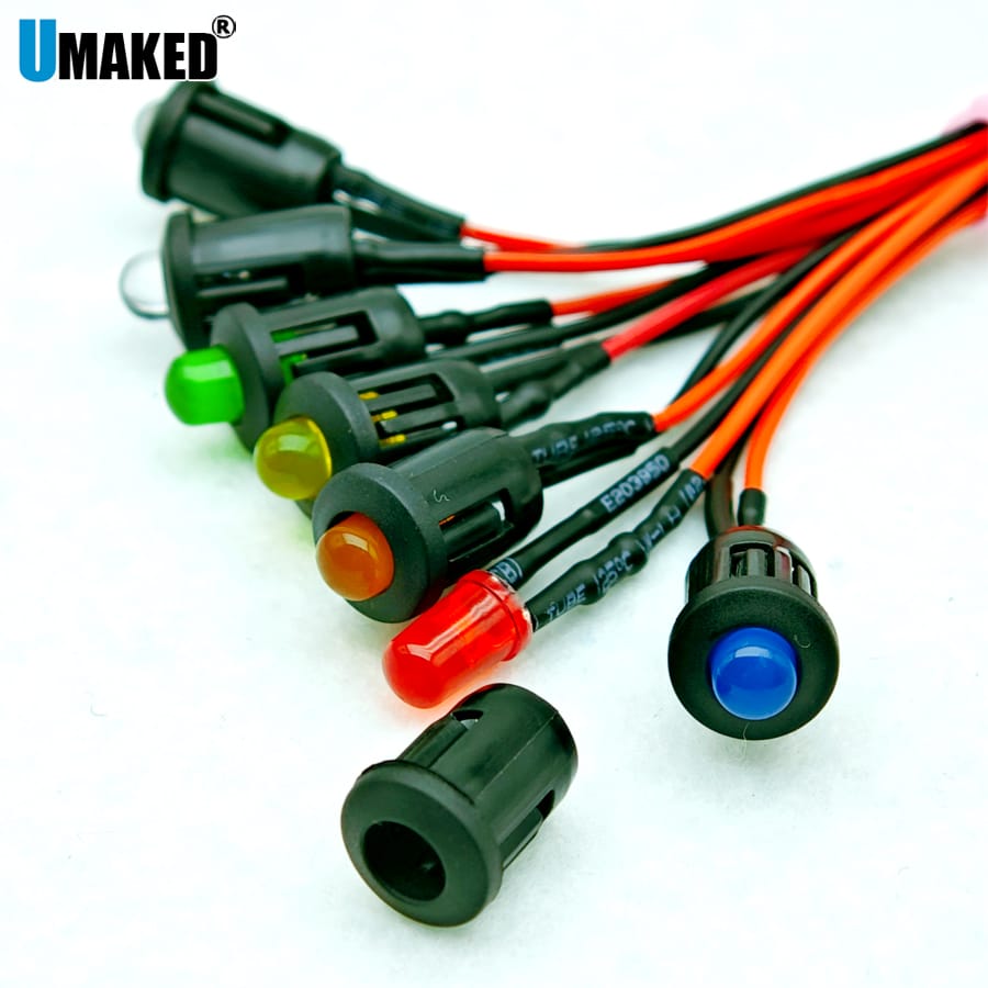 F5 5mm 20cm Pre Wired LED Round Light Lamp Bulb Chip Beads Cable DC 12V White Warm Red Green Blue Yellow Emitting Diodes