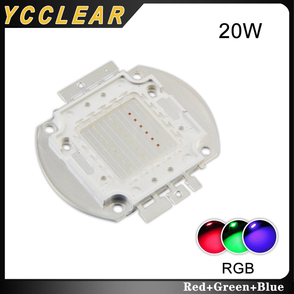 High Bright LED Chips 20Watt Red Green Blue Three In One RGB Lamp Beads For DIY Ambient Light Spotlight Downlight