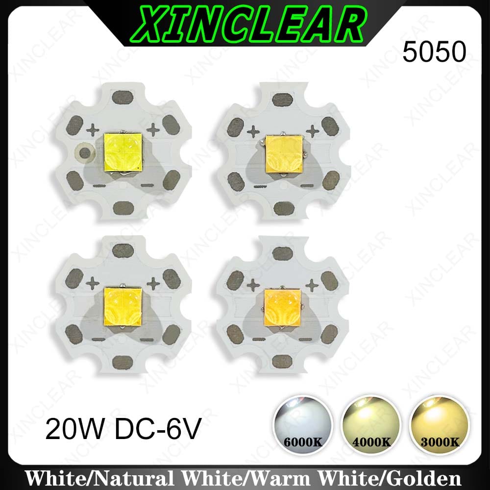 20W 6V LED Chips Warm Natural White Golden SMD 5050 With 20mm PCB Light Beads Plate For DIY Car Lights Flashlight Miner's Lamp