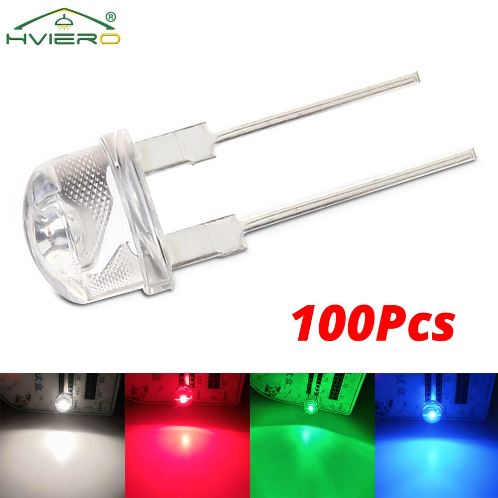 100Pcs 8mm Straw Hat Lamp Bead LED Super Bright Diode High Power Lights White Emitting Bulb For Home DIY Decoration Landscape