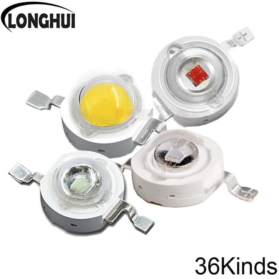 High Power LED Chip 1W 3W 5W White UVA Full Spectrum 660nm 440nm Cool White Red Blue Green  LED Grow Light For 3watt Light Beads