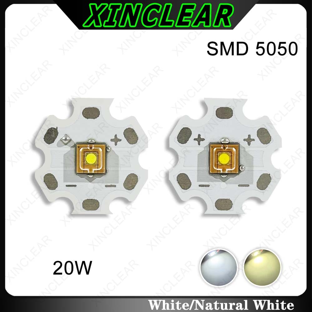 High Power Laser Light Beads 20W White Natural White LED SMD5050 Chips With 20mm PCB Board For Flashlight Headlight Miner's Lamp