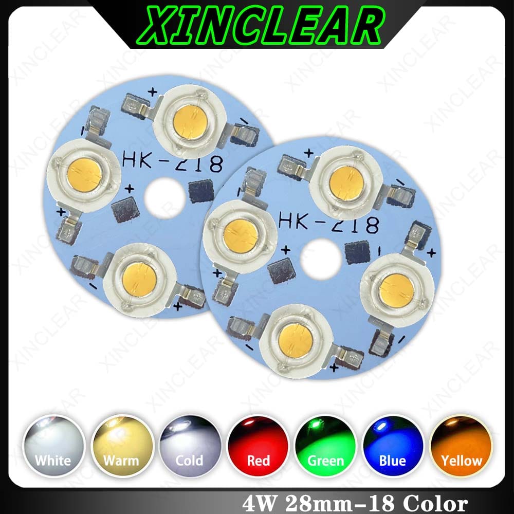 LED Light Beads 1W Warm Natural White Yellow Orange Green Deep Red Royal Blue 4W 28mm Aluminum Plate With LED Chips For DIY Lamp