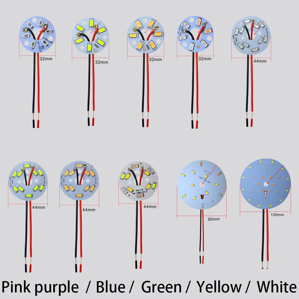 3W/5W/6W/12W 32/44/95/130mm OD 10mm Bore Blue Green Pink Purple White Yellow Round SMT SMD LED Light Base Bulb Lamp Bead Emitter