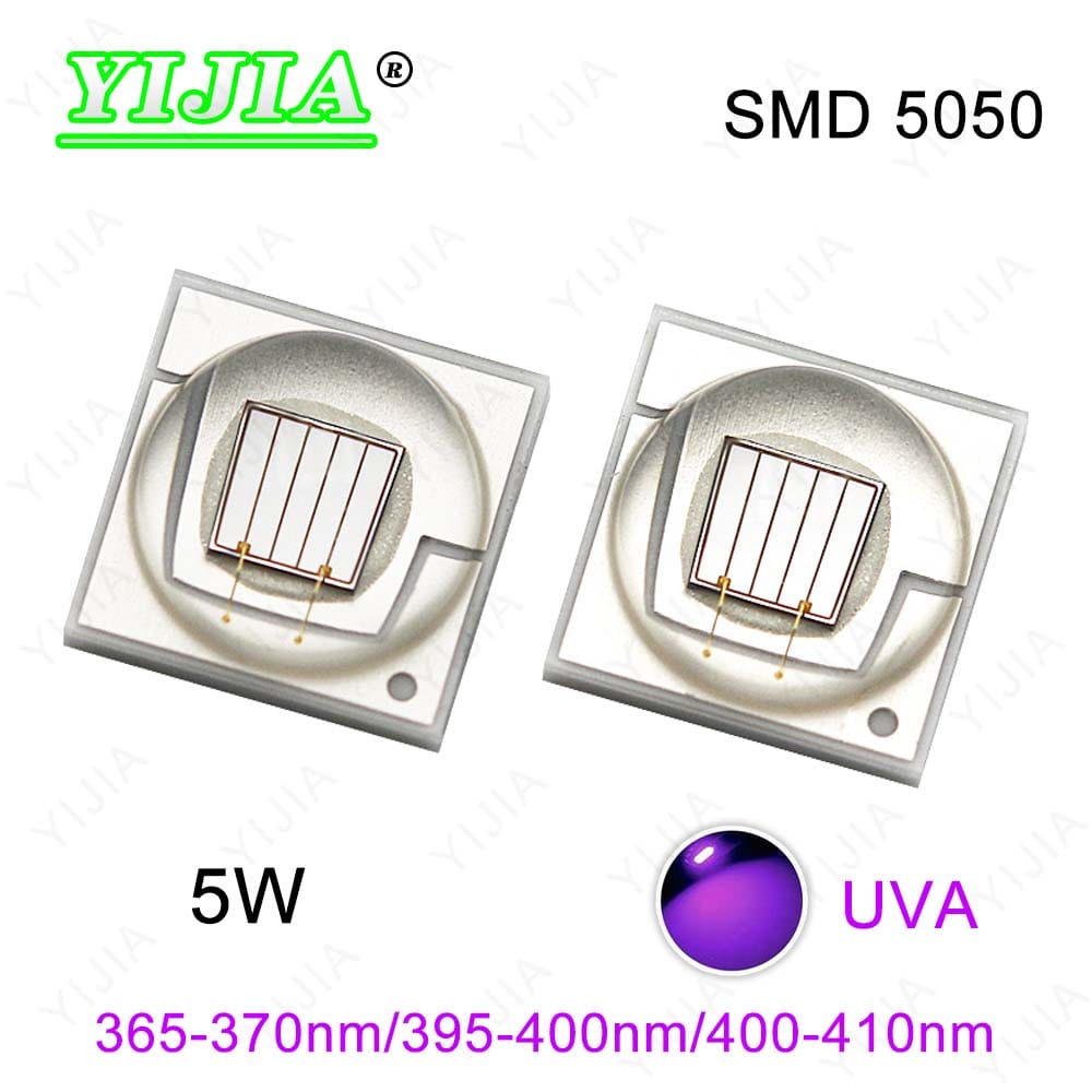 High Quality 5W UVA Purple LED Chips 400-410nm 395-400nm 365-370nm SMD 5050 Light Beads For Mosquito Attractant Nail Art Curing