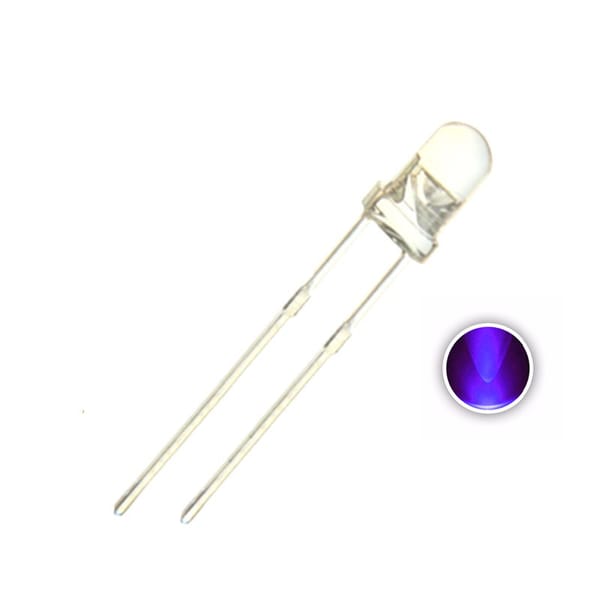 100PCS 5MM Purple UV Led Water Clear Ultraviolet 395NMN 400NM Violet Round Head Lamp Light Beads