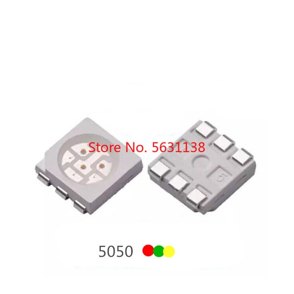 100PCS 5050 RGY LED PLCC-6 common anode ( RED+GREEN+YELLOW ) 0.2W 60mA light beads lamp cree COB chip led power led Light Beads