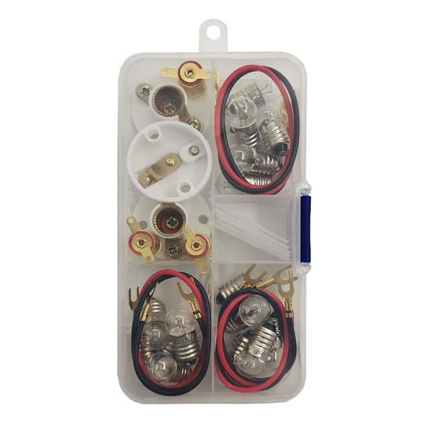 15PCS Light Beads 1.5V 2.5V 3.8V + 6PCS Lamp Holder + 6PCS 20cm Electric Wire Mixed Student Lab Kit Package