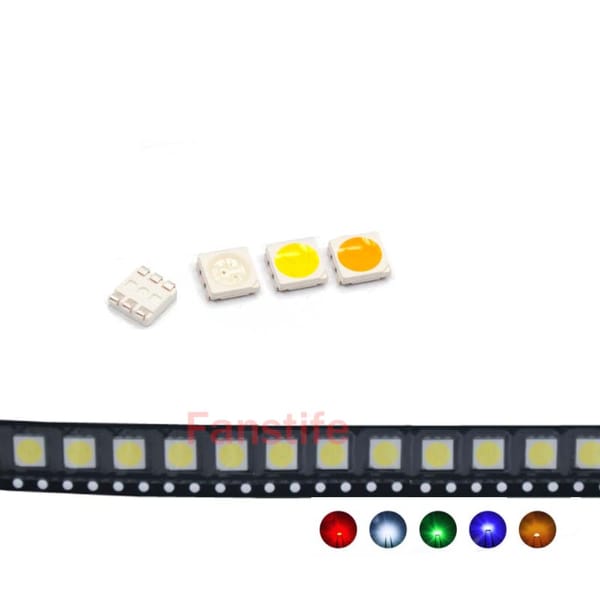 100pcs/lot LED5050 SMD Lamp Beads 0.2W Light-emitting Diode Light Source 5050 White Green Red Yellow Pink Orange Ice Blue RGB