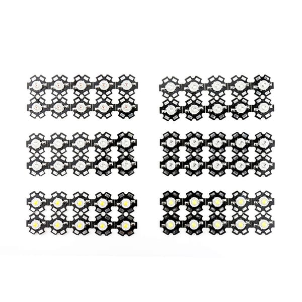 10pcs a lot 1W 3W  White/Warm White High Power LED Lamp Bead For Flashlight Lights Bulb Chip+20MM Radiator Aluminum Base For DIY