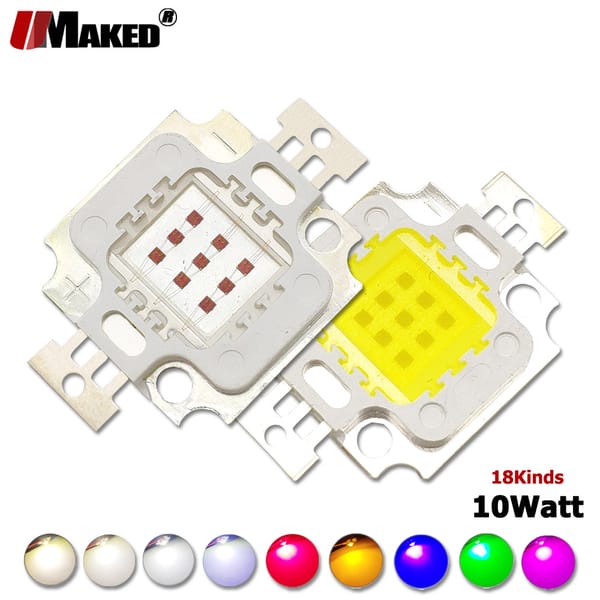 High Power LED Chip 10W 9-11V 900mA SMD COB Doide Warm Cool White Red Green Blue RGB Yellow 660 440 Growth LED Flood Light Beads