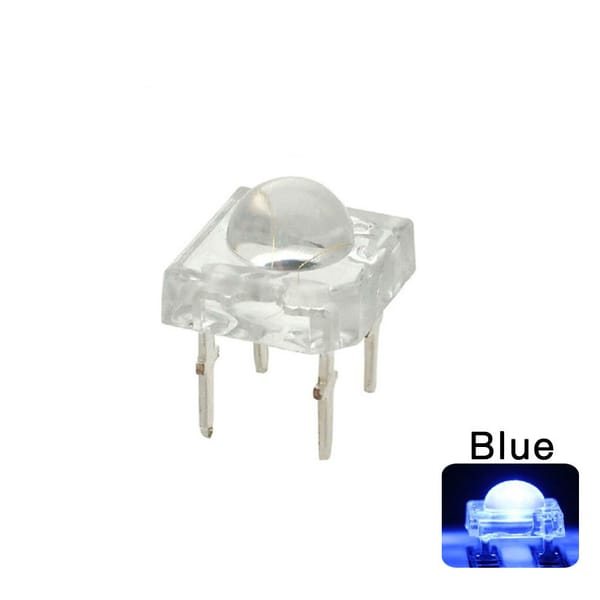 100PCS 5MM Piranha Blue LED Super Flux Transparent Ultra Bright Water Clear Lens Lamp 4 Pin Light Beads