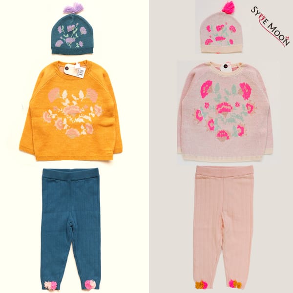 Kids Sweaters 2019 Lou&M Brand New Autumn Winter Girls Cute Flower Embroidery Print Knit Sweaters Baby Children Cotton Pullover
