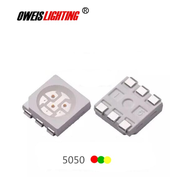 100PCS 5050 RGY SMD LED PLCC-6 Common Anode ( RED + GREEN + YELLOW ) 0.2W 60mA 2-3V,  Light Beads Lamp