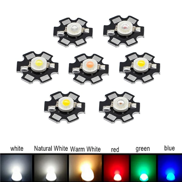 100Pcs 3W High Power Chip white Red Blue Green light Bead Emitter LED Bulb Diodes Lamp Beads with 20mm Star PCB Platine Heatsink