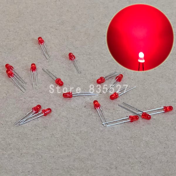 1000pcs/lot 3mm red in the color DIP Round LED light emitting diode short legs For DIY lights LEDS Light Beads New original F3