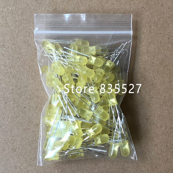 100pcs/lot F5 5MM Round LED in the color DIP Yellow Turn Yellow LED light emitting diode For DIY Lights lamp beads