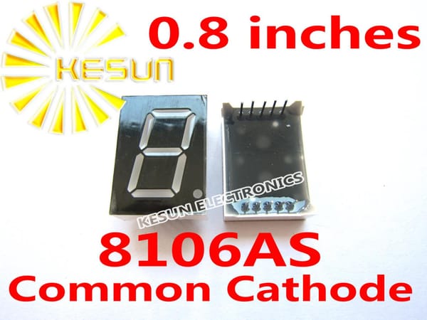 5PCS x 0.8 inches Red 8106AS 8106BS Common Cathode/Anode Single Digital Tube LED Display Module Light Beads