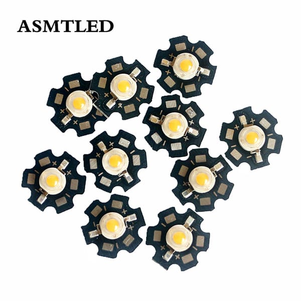 10-1000Pcs 1W 3W High Power Chip Warm white light Bead Emitter LED Bulb Diodes Lamp Beads with 20mm Star PCB Platine Heatsink
