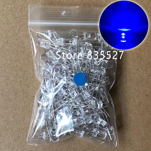 100pcs / LOT  F5 5MM Round LED Water and Clear Blue Super Bright LED light emitting diode Kit DIP Lamp beads