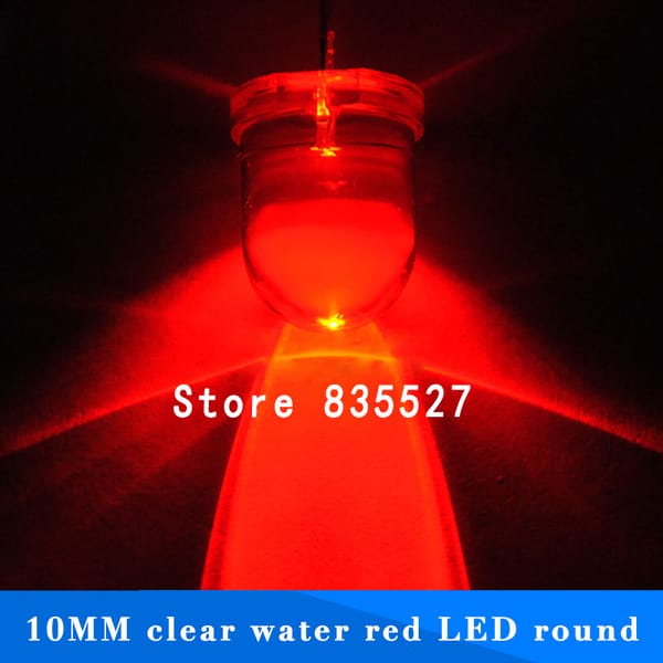 20pcs/lot F10 Round Water Clear 10mm Red LED Super Bright Light Lamp beads Emitting Diode Diodes DIP For DIY lights head