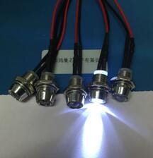 3V 5V 6V With Metal LED Holder F3 3mm White Red Green Blue Yellow Orange LED Lamp Light With 20cm Wire Light Beads x 100pcs