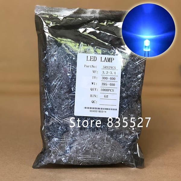1000pcs / LOT F5 5MM Round LED Water and Clear Purple UV Super Bright LED light emitting diode Kit DIP Lamp beads