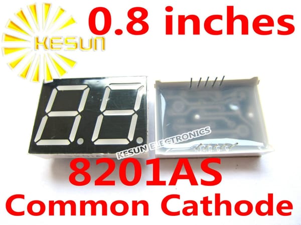 2PCS x 0.8 inches Red Common Cathode/Anode 2 Digital Tube 8201AS 8201BS LED Display Module Light Beads