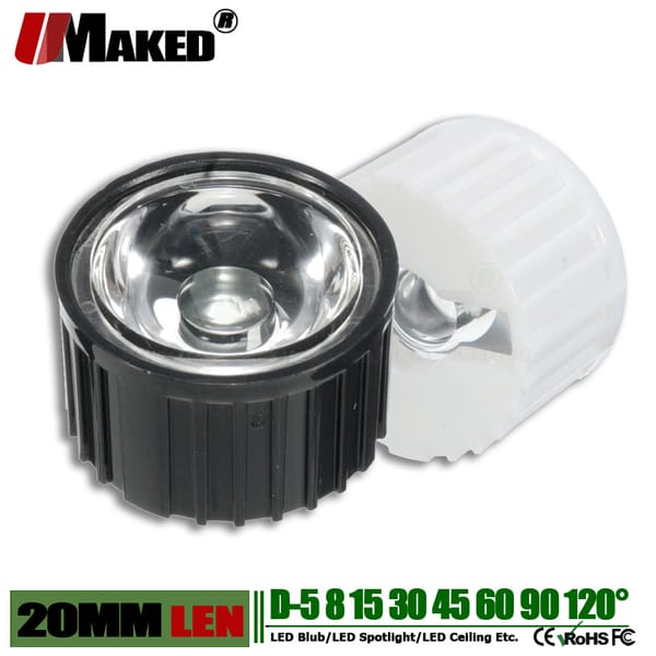 20MM LED Lens+Brackets 1W 3W 5W High power light beads lense 5 8 10 15 30 45 60 120 Angle PMMA Smooth face For led floodlights