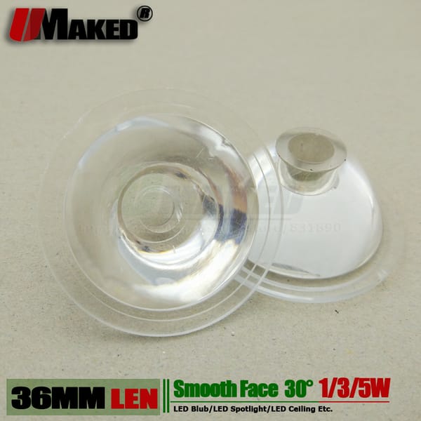 36MM LED lens Smooth face 1W 3W 5W High power light bead lense 30 degre PMMA Transmittance 95% For led floodlight spotlight