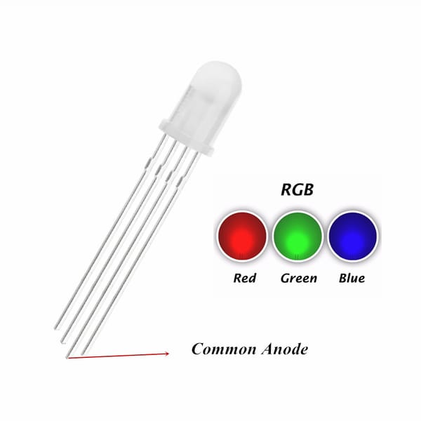50PCS, 5MM RGB LED, Diffused, Common Anode, F5 Tricolor Lamp Wide Angle Light Beads F5-RGB