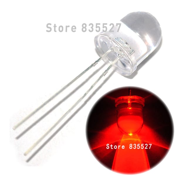 250pcs/lot F10 Round Water Clear 10mm Red LED Super Bright Light Lamp beads Emitting Diode Diodes DIP For DIY lights head