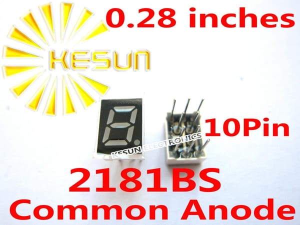 5PCS x 0.28 inches Red 2181AS 2181BS 10Pin Common Anode/Cathode Single Digital Tube LED Display Module Light Beads