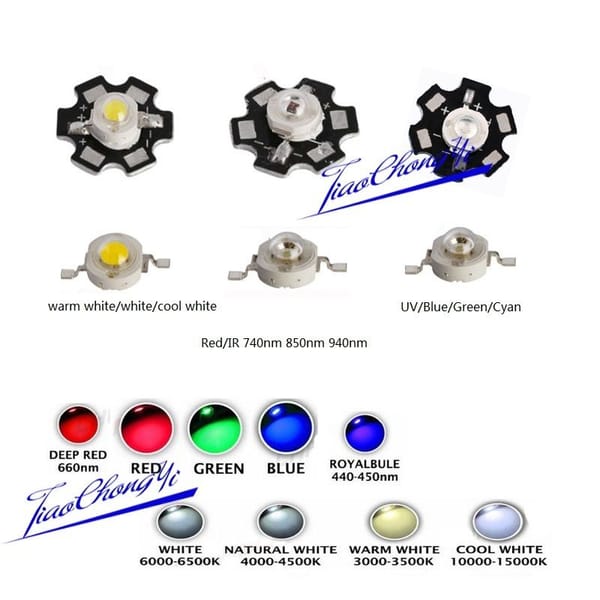10pcs 3W High Power LED Chip Light Beads White Red Blue Green IR light-emitting diode