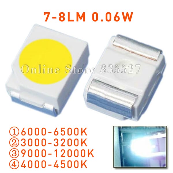 2000PCS/LOT 1210 3528 SMD LED super higt bright nature / warm / cool white light-emitting diodes 7-8LM lamp bead s