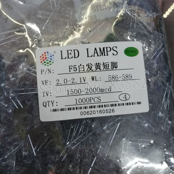 1000pcs / lot yellow 5mm round LED lamp beads yellow super bright LED Light-emitting diodes (high quality leds)