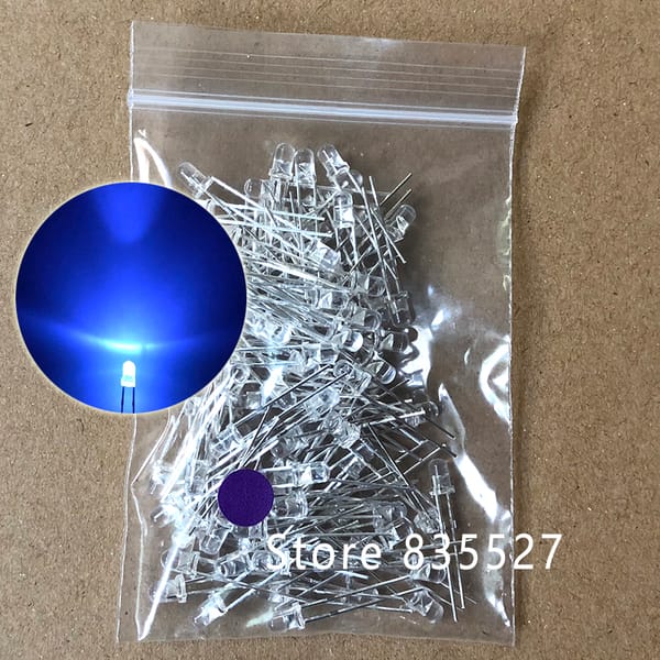 100PCS/LOT F3 3MM Round Transparent Shell Purple UV LED Light-emitting Diodes Water Clear For DIY Light  lamp beads DIP