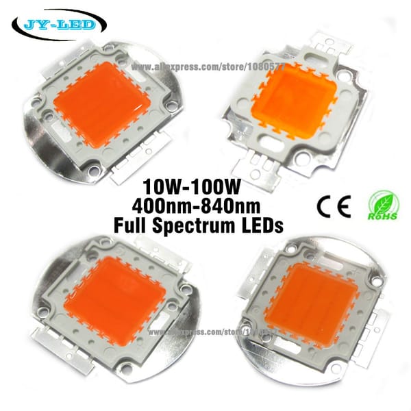 High Power LED Chip 400-840nm Full Spectrum led grow Light COB Beads, 1W 3W 10W 20W 30W 50W 100W For Indoor Plant Growth Flowe