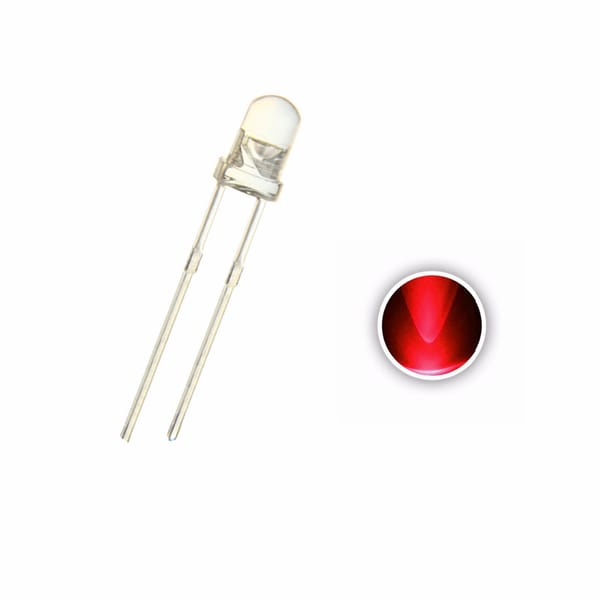 100PCS 3MM Red Led 620-625NM 2V 20mA Water Clear Lens Transparent Ultra Bright Round Lamp Light Beads
