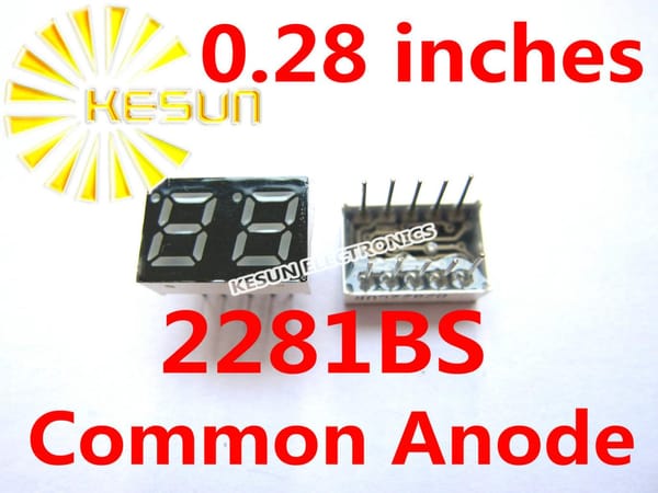 5PCS x 0.28 inches Red Common Anode/Cathode 2 Digital Tube 2281BS 2281AS LED Display Module Light Beads