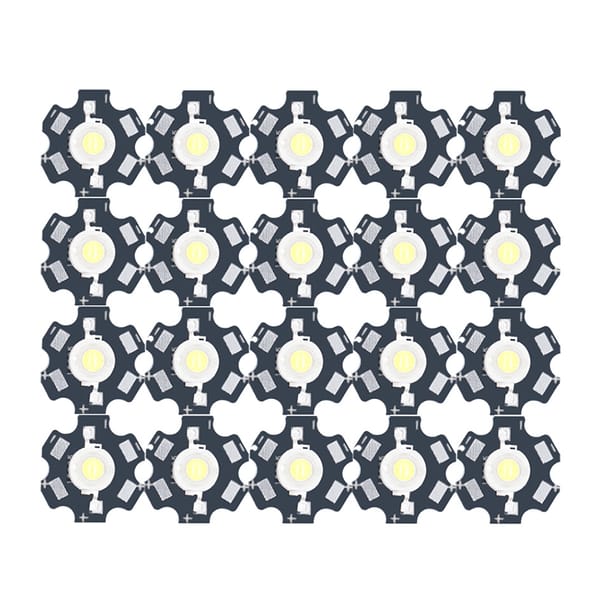 20PCS 1W High Power LED Beads white with 20mm 240-260mA Aluminum Black Star Base PCB  DIY lights Spot Light Bulb