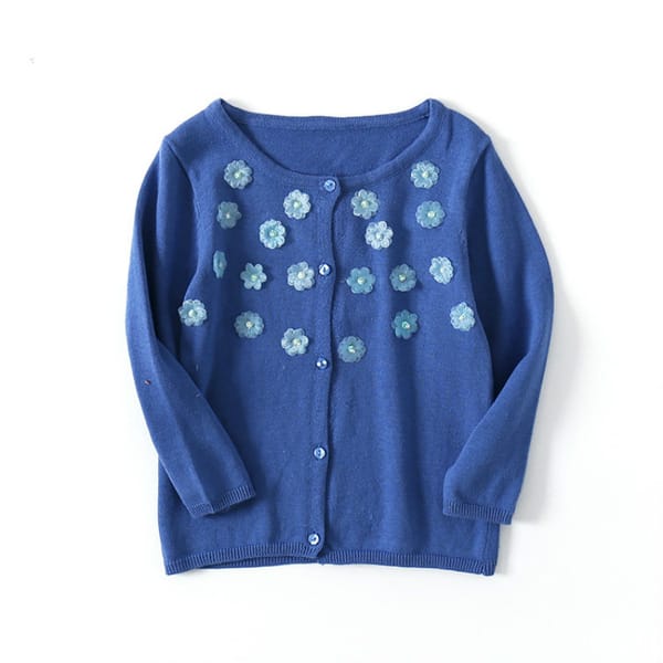 New Girls Outwear Baby Spring Cotton Flowers Thin Sweater Single Breasted Long Sleeve Coat Kids 5 6 Years Exquisite Clothes