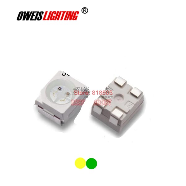 10PCS 3528 Yellow+ Green BICOLOR LED  SMD LEDs Light beads (Same polarity)