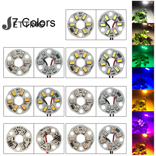 3Pcs 3W 5V Color LED Chip Bead Lights Board Bulb Round Transformation Light Source Dia 32MM Green Blue Red Purple White Lamp